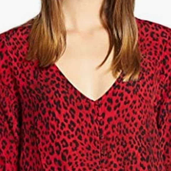 Sanctuary Womens Farrah Printed Hi-Low Button-Down Top Red L - Picture 2 of 9
